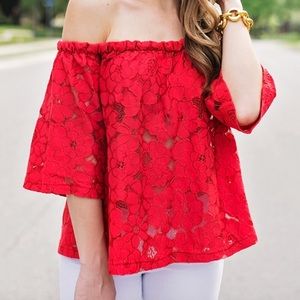 🎉Price Drop🎉 
BB Dakota Red Lace Blouse